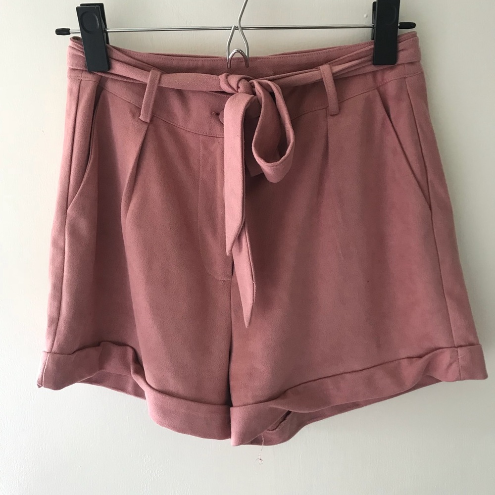 High waisted suede shorts